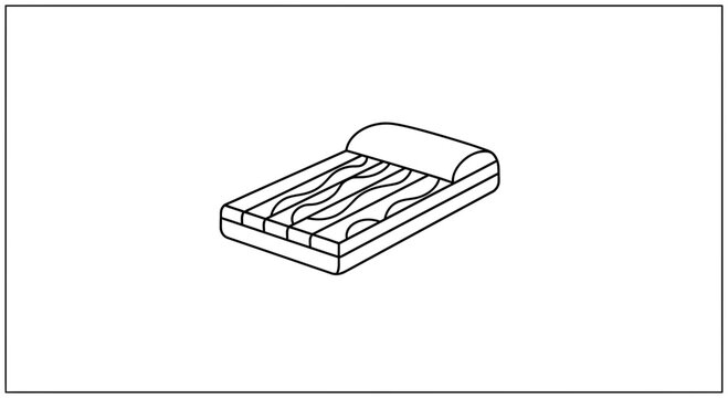 Inflatable Mattress with Pillow, Camping Bed, Outdoor Sleeping, Simple Line Art Icon