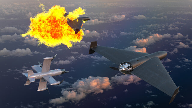 interceptor drone during the interception of combat drones