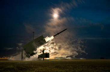 Naklejka premium Modern anti-aircraft missile system