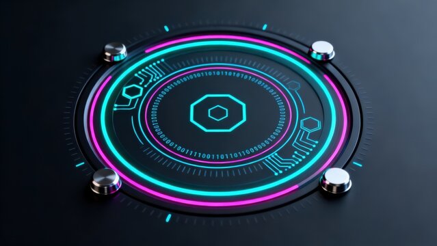 Futuristic digital interface with glowing elements
