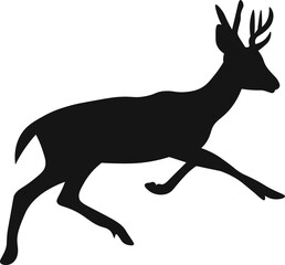 Fototapeta premium Silhouette of Reindeer. Isolated on White Background.