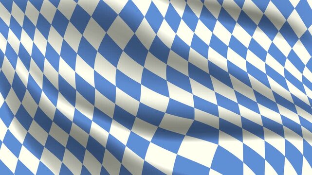 Waving Bavarian Flag Background motion graphic with turbulent motion for Oktoberfest celebration.