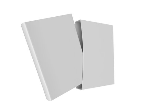 Slipcase book mockup with clean white hardcover packaging on  background. Professional branding template ideal for publishing, portfolio presentation, product showcase, ads and print design. 3D render