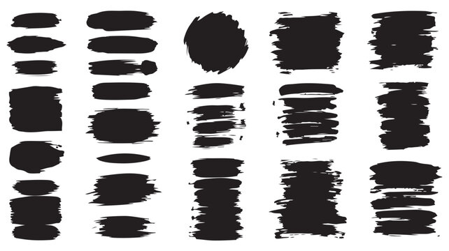 Brush stroke elements in black color for creative design and editing purposes easily