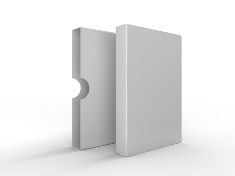Slipcase book mockup with clean white hardcover packaging on  background. Professional branding template ideal for publishing, portfolio presentation, product showcase, ads and print design. 3D render
