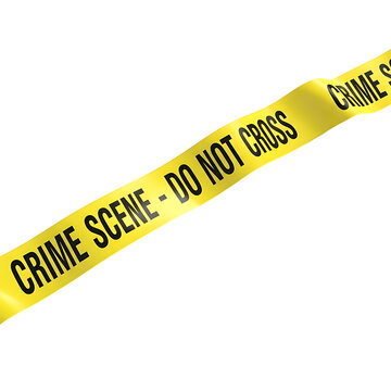 A long yellow and black caution tape with the words crime scene do not cross. isolated on transparent background