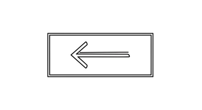 Simple Black Arrow Icon Pointing Left Inside a Rectangle Frame
