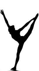 Fototapeta premium An impressive silhouette of a dancer executing a split hand spring, capturing the beauty of agility and strength. This moment reflects elegance in the face of chaos
