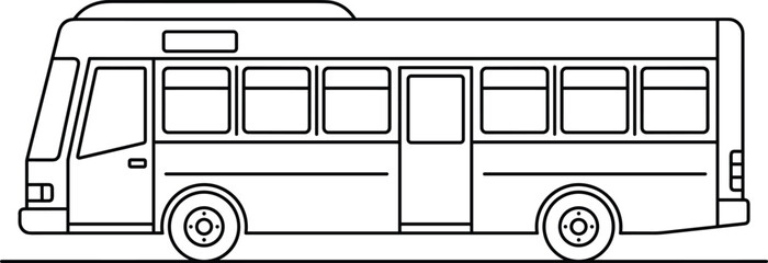 City bus line art illustration showing side view public transport vehicle for urban mobility, transit design, and transportation themes © urmilarani