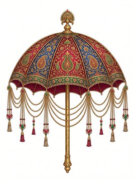 Royal Indian Ceremonial Chatri Umbrella With Traditional Cultural Heritage Ornamentation