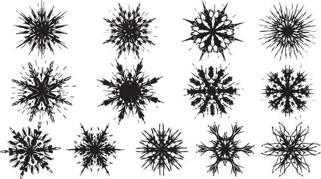 Black Ink Splatter, Explosion, Blot, Stain, Vector Set, 12 Elements