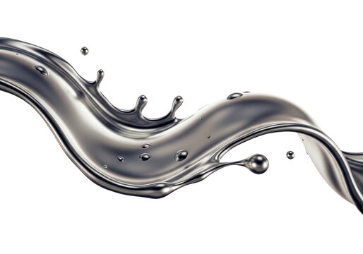 Liquid metal splash isolated on transparent background