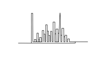 Obraz premium Minimalist Cityscape Line Art: Abstract Skyline with Geometric Buildings