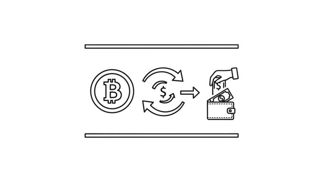 Bitcoin to Cash Exchange Icon: Cryptocurrency Wallet Transaction
