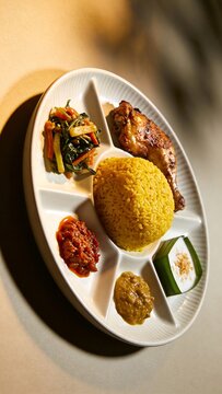 Generative AI Vibrant Indian Cuisine Platter with Curry