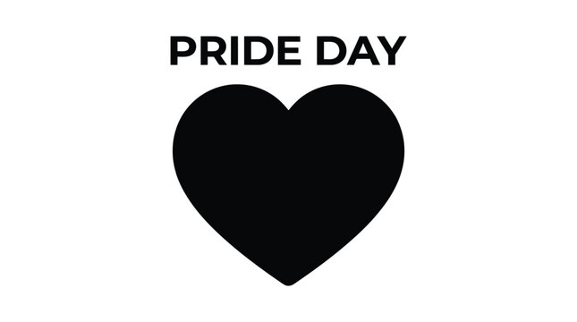 Minimalist pride day design featuring a bold black heart icon in this simple creative digital image