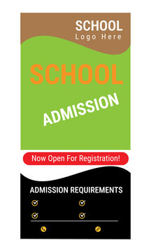 School Admission Open 2026: Vertical Banner for Academic Registration, Kids Education & Enroll Now!