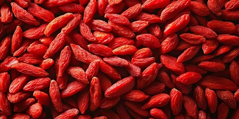 Nutritional and Delicious Red Goji Berries Seamlessly Arranged for Vibrant Healthy Food Concepts