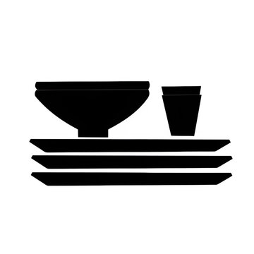 	積み重なったトレーと食器のシルエット