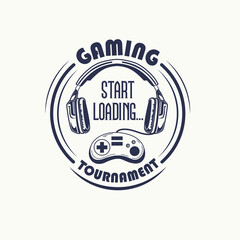 Gaming Tournament Start Loading headphone game pad console graphic tee © Saranya
