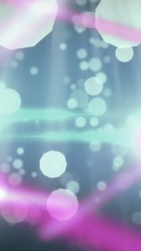 Vertical video: Poly edge entry starting pink neon sweep, bokeh drifting, flare pulsing animating