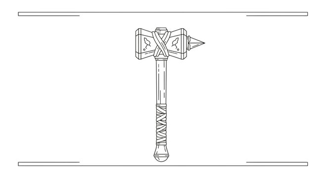 Fantasy Warhammer Hammer Icon, Medieval Weapon, Vector Illustration