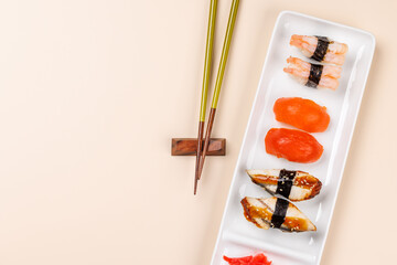 Sushi set on plate © Evgeny Karandaev