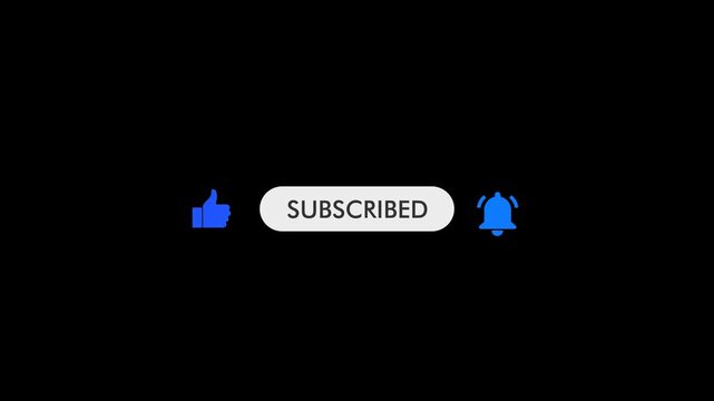 Subscribe and Reminder Button Animation. Animated subscribe button on Transparent background. Full HD. 4K