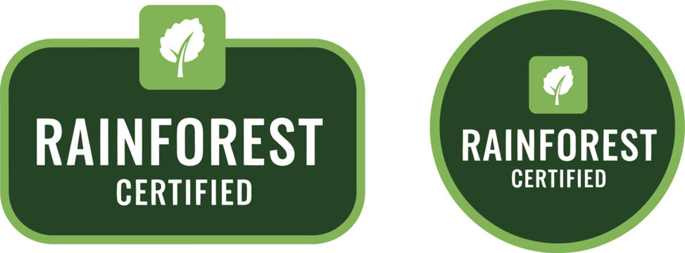Rainforest Certified Eco Label Badge Set for Sustainable Products and Environmental Certification