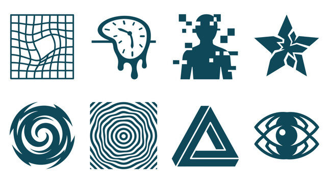 Geometric shapes and abstract icons set.