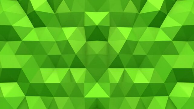 Abstract green geometric triangle pattern texture background, repeating design, seamless loop, 3d render