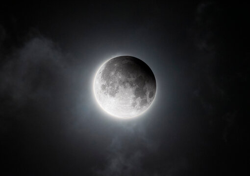 Mysterious Cloudy Sky During Partial Moon Eclipse
