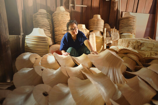 Ancient Thailand style makeing hat,Thailand culture