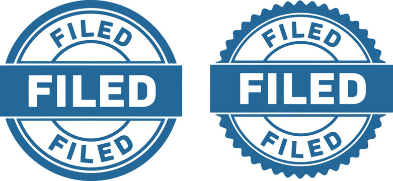 Blue Filed Stamp Icons Set for Office Documents, Legal Forms, and Business Paperwork