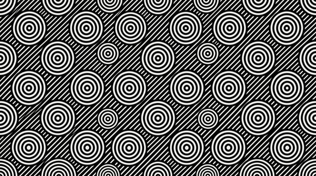 Abstract concentric circle pattern with repeating spirals for graphic design.