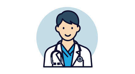 Fototapeta premium Medical professional icon illustration depicting doctor in uniform wearing stethoscope