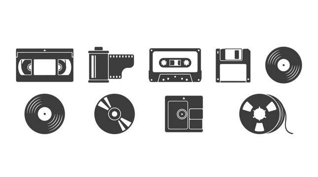 Collection of various old media storage.
