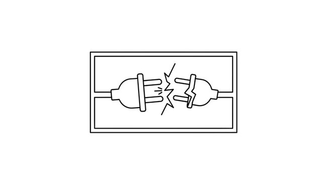 Broken Electrical Plug Connection Symbol, Danger, Disconnect, Power Outage Icon