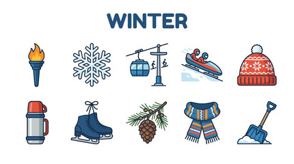 Collection of Winter Season Icons and Symbols for Design. © zyaa