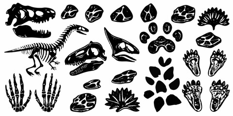 Obraz premium animal footprints and paw prints black and white illustration