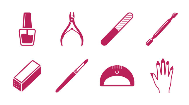 Nail care tools and cosmetics collection.