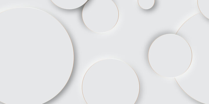 Abstract grey geometric modern circle background design. background decorative elements with golden stoke Neomorphs style with copy space. You can use for add, poster, design artwork, template banner.