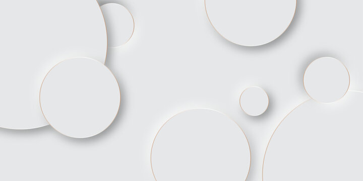 Abstract grey geometric modern circle background design. background decorative elements with golden stoke Neomorphs style with copy space. You can use for add, poster, design artwork, template banner.