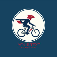Naklejka premium us eagle bike rider logo vector 