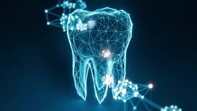 Digital wireframe model of a human tooth
