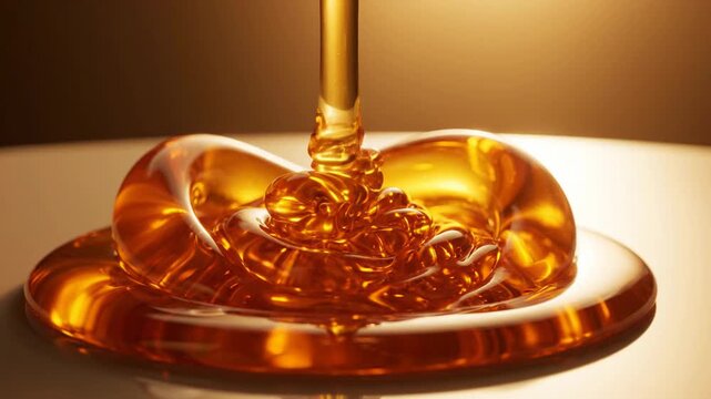 Golden honey drizzling smooth surface with warm glow