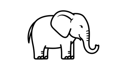 Fototapeta premium Simple and elegant line art illustration of an elephant, perfect for educational and creative projects, with a timeless appeal