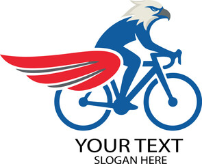 Naklejka premium us eagle bike logo vector white background