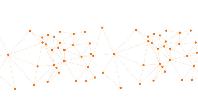 Orange network connections on transparent background vector graphic