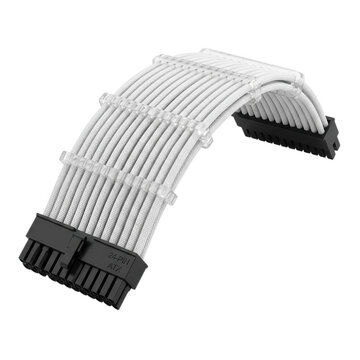 White Braided 24-Pin ATX PC Power Cable Extension Kit